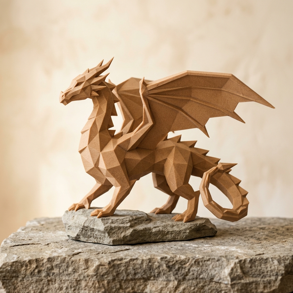 Geometric Sandstone Dragon — 3D printed collectibles collectible by Alycia's Studio
